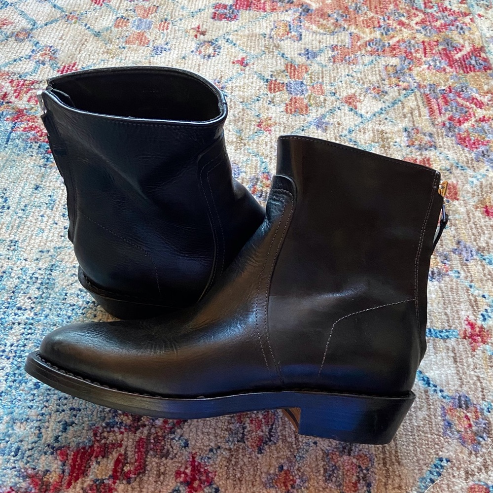 Rag & Bone Black Leather Motorcycle Boots